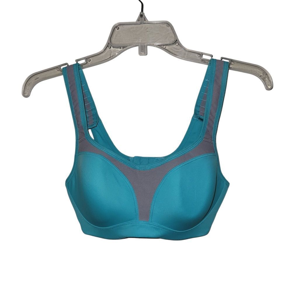 Wacoal Blue and Gray Sports Bra with Mesh Panel